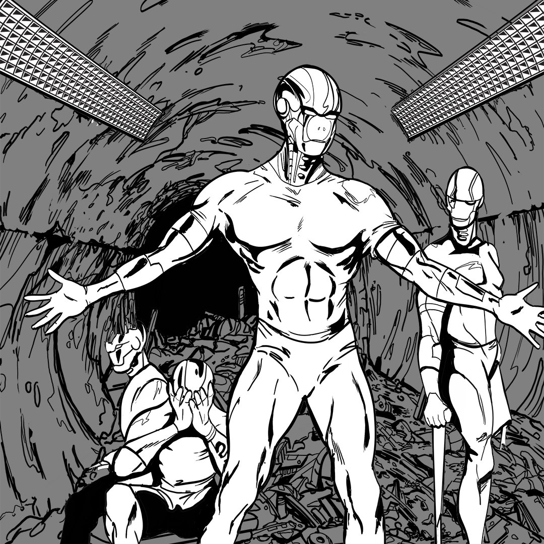 CreatureBuildrs's tweet image. Going to color this panel later in the evening on twitch.tv/failedinventio….
Its part of the Time Rejects prequel series.
#drawing #comics #scifi #robots
