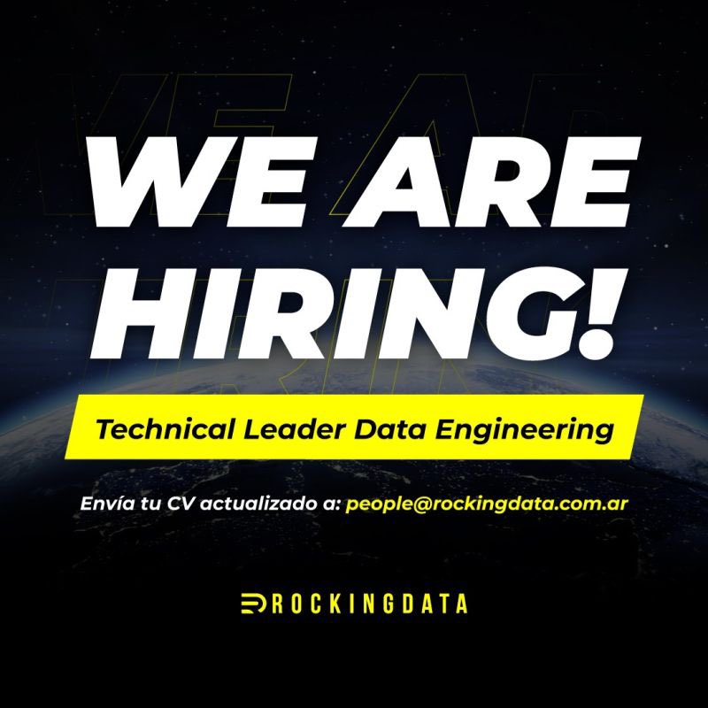 rockingdata's tweet photo. Buen Viernes para todxs🤩🚀
 
Les queríamos contar que actualmente en RockingData nos encontramos en #búsqueda de #TechnicalLeader para sumarse a nuestro gran equipo⚡

💪🏽¿Cómo aplicar? Enviá tu CV a people@rockingdata.com.ar https://t.co/dNzSqsy4Bv