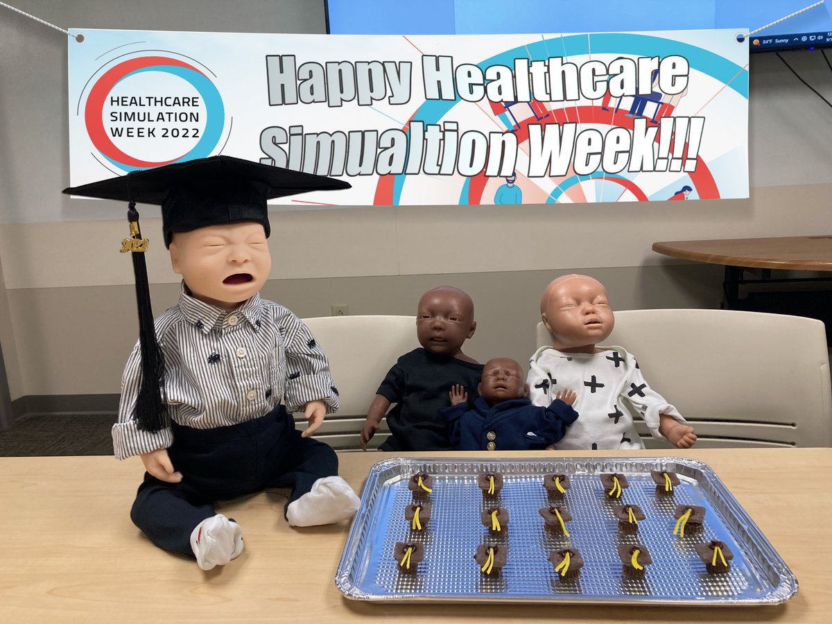 UAMSSIMCENTER's tweet photo. Day 5⃣ of our #hcsimweek22 celebration of
@uamshealth #neonatal simulations to ⬇️ neonatal morbidity & mortality
The #babysquad graduates from #simschool today!!!
Thanks to our wonderful sim center staff, faculty & learners! And to Margaret Glasgow for baking skills 🍰#gbbo https://t.co/Q70g4eFySk