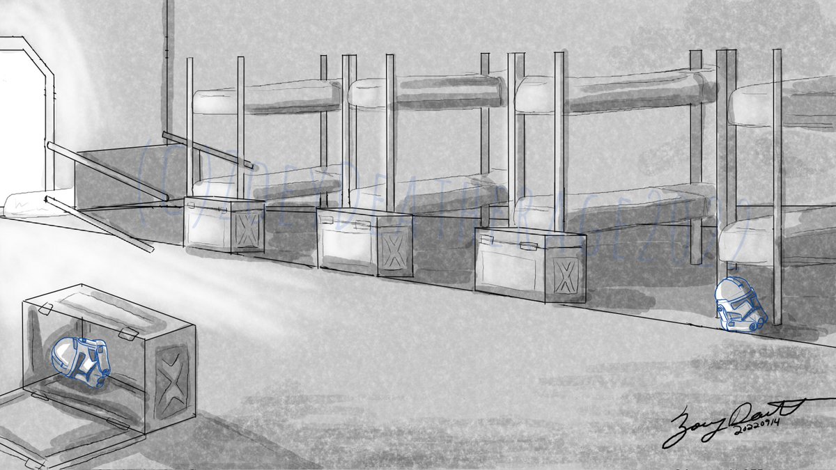 valkyrien96's tweet image. my latest storyboards! abandoned Republic Hangar Computer Room and abandoned Republic Barracks Room