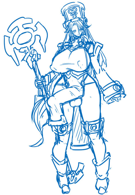 たまには作画カロリー高いもの描こうと思っていぢ喰ってたクルセイダーお姉さん(男)( `ᾥ' )
この時点ですでに線画やりたくなくなってるからなんかちょっと絵から離れすぎてた感ある… 