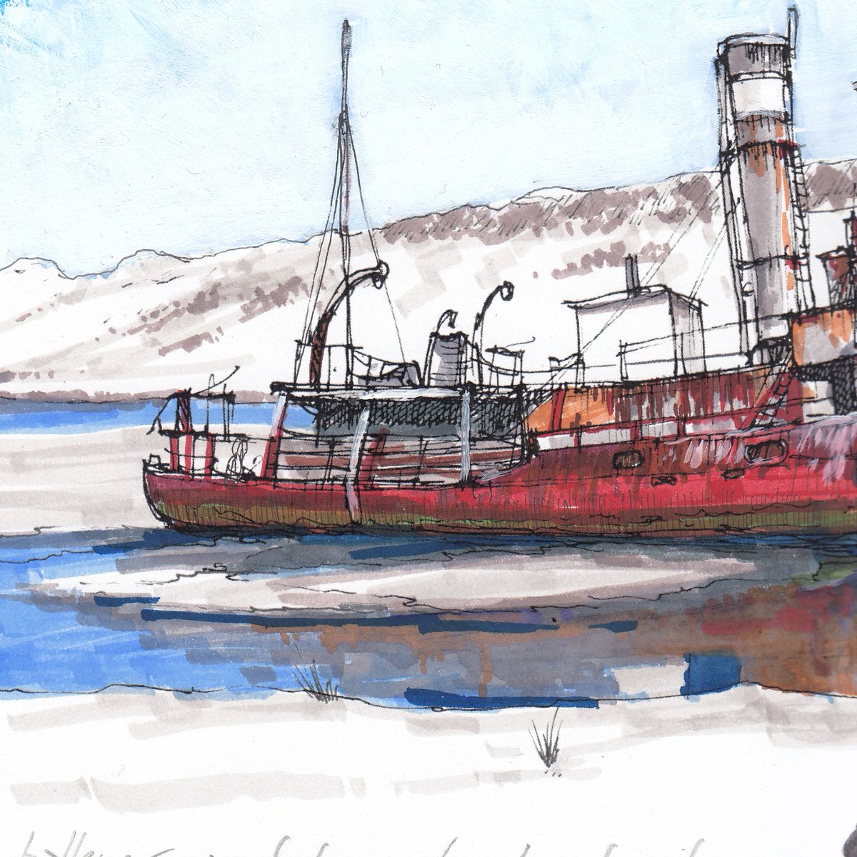AmadorSevilla1's tweet photo. Petrel"
Viejo vapor ballenero abandonado.
Tinta china, rotuladores Koi y acrílico.
#dibujo #drawing #sketch #landscape #artwork #koi #markers #finearts #creation #marqueur #ship #art #ilustration #dibujoatinta #inkViejo #nauticalart #vessel #derelict https://t.co/Ujc1ZRkln7