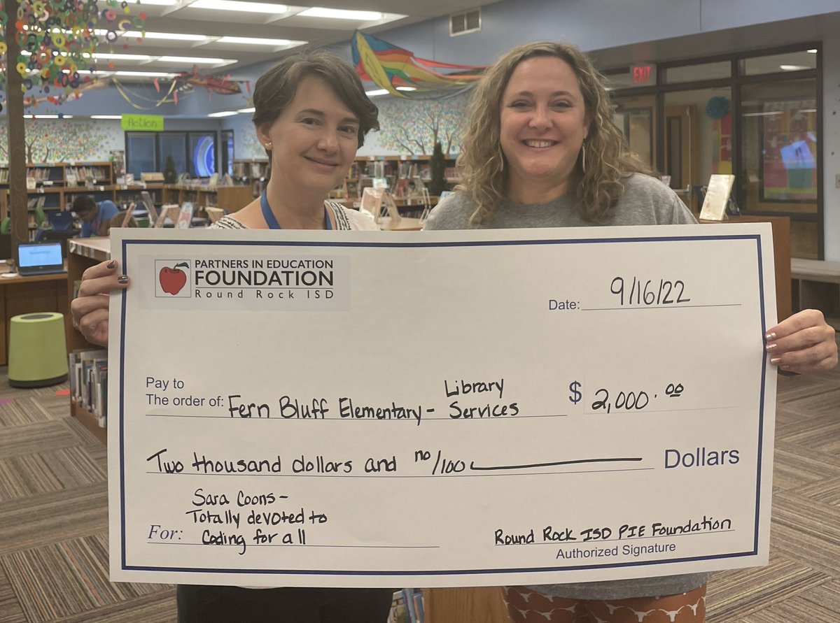 FernBluffES's tweet photo. Congratulations to our ITS and library @SaraMcShane411 &amp; @ginnawim21!! They wrote a @RRISD_PIEF grant and won $2000.00 to purchase @Ozobot Evos. #rrisdtech https://t.co/523W0DnCHl