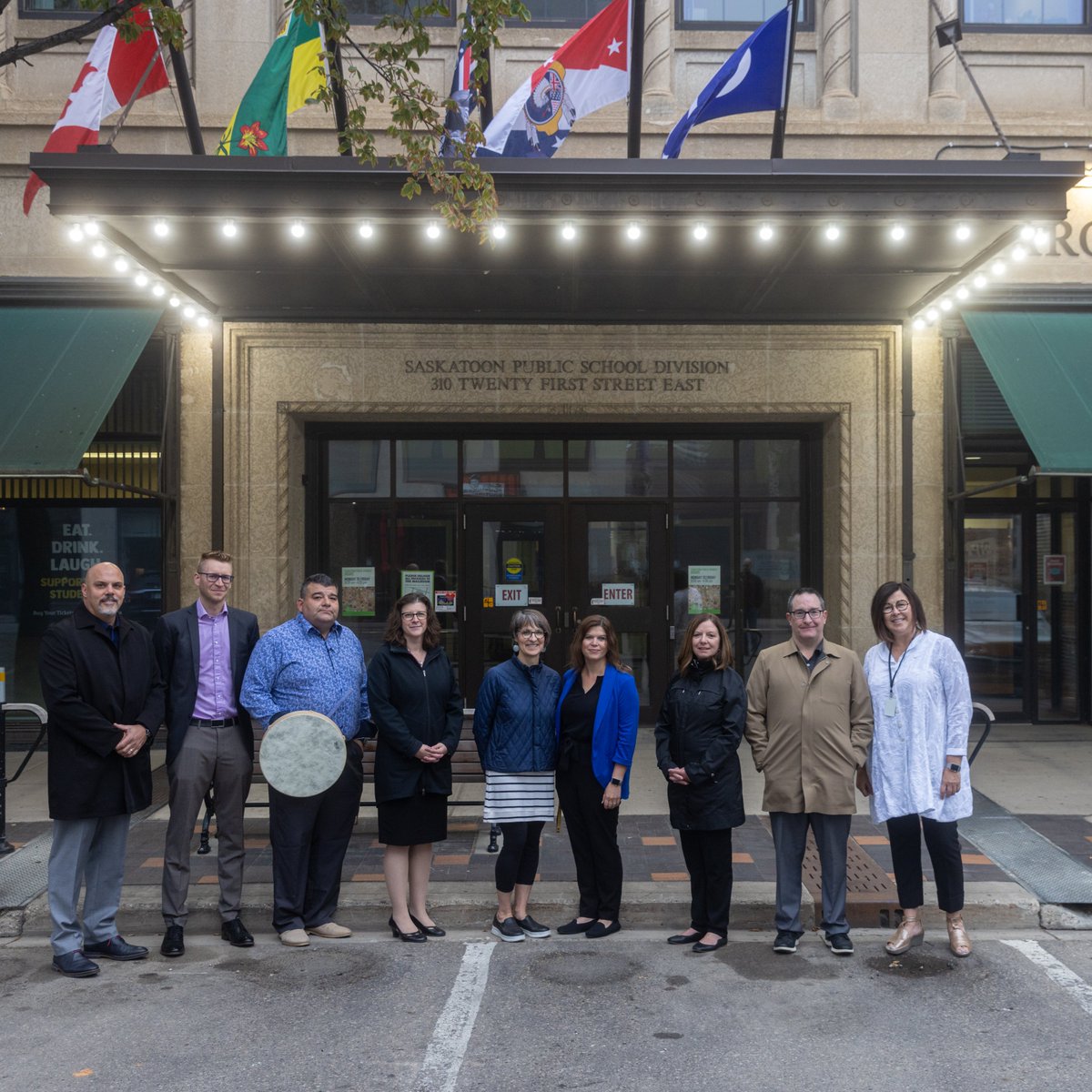 Another wonderful event. Last year we held a special event to commemorate the flag raising at our board office for the flags of our nation, province, and special partners. Yesterday we held a short event outside to honour the flags that fly proudly every day.