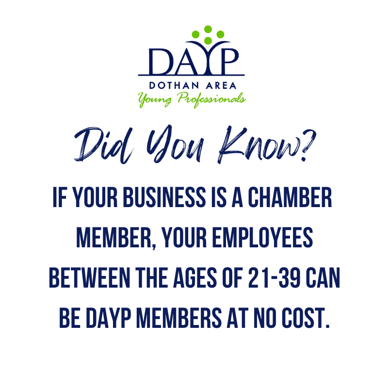 DothanAreaChamb's tweet photo. If you have an employee interested in being a part of DAYP, contact Hayden Camp at the Dothan Chamber at hcamp@dothan.com! #DAYP #dothanchamber https://t.co/iru3DUA7Wo