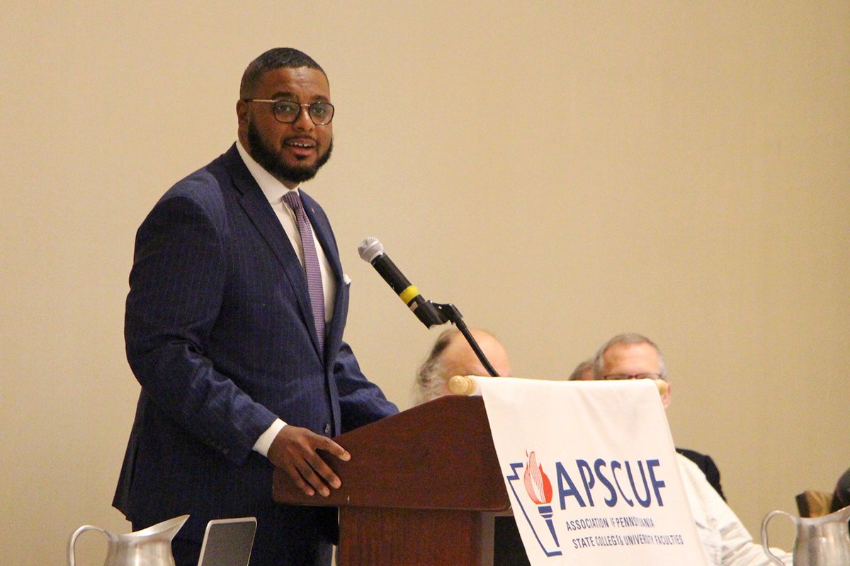 Rep. <a href="/AustinDavisPA/">Austin Davis</a>, candidate for lieutenant governor of Pennsylvania, spoke to legislative assembly about education and the upcoming election. #APSCUFLA