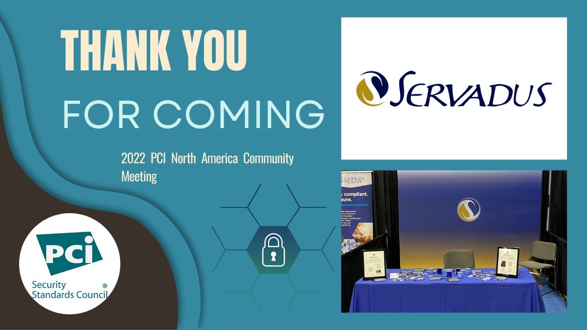 servadus's tweet image. Thanks You for joining us @PCI! we were thrilled to see you
For more information about our PCI compliance ecosystem services, visit our website:
servadus.com/pci-ecosystem/

#PCI #PCINACM2022 #paymentsecurity #risk #DataProtection #cybersecurity