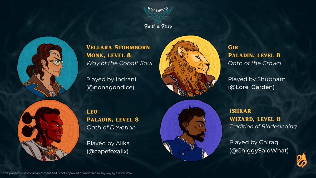 ☀️ Your wish is our command. Let’s meet the adventurers of this grand, desolate adventure. ⚔️ We’ll tell you their stats, but they each carry secrets of their own…

All art by the indomitable @capefoxalix!

#TTRPG #DnD5e #ActualPlay