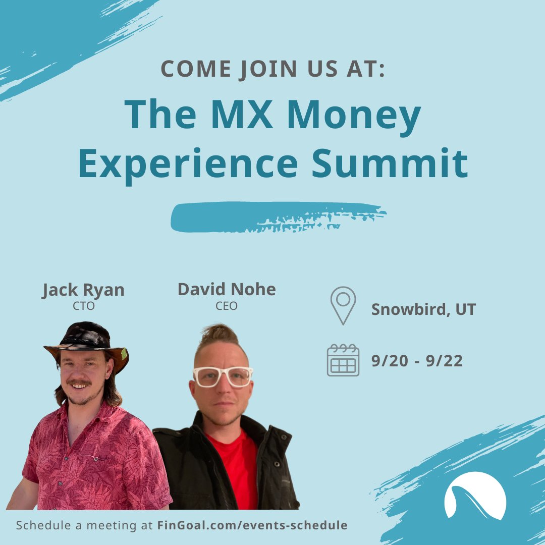 Next up, Snowbird, UT… 🛫 Catch <a href="/fingoaldavid/">David Nohe</a> and <a href="/jackdixonryan1/">jack_dixon_ryan</a> at The <a href="/LifeatMX/">MX :: Powering the Open Finance Economy</a> Money Experience Summit next week! DM us or click below to set up a meeting.

fingoal.com/forms/schedule…