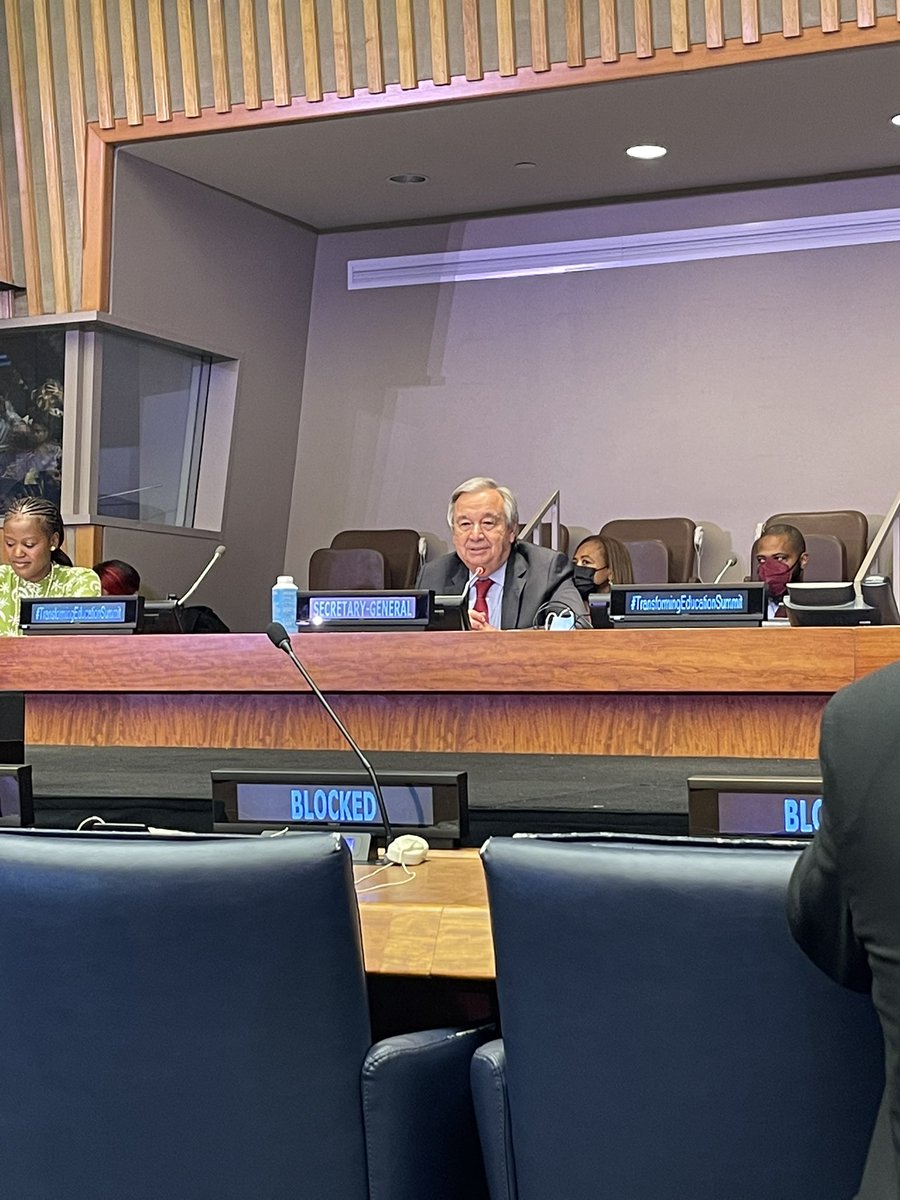Happening now : “The Most important thing is to learn how to learn” <a href="/antonioguterres/">António Guterres</a> ##TransformingEducation to #LeaveNoOneBehind <a href="/TransformingEdu/">Transforming Education Summit</a>