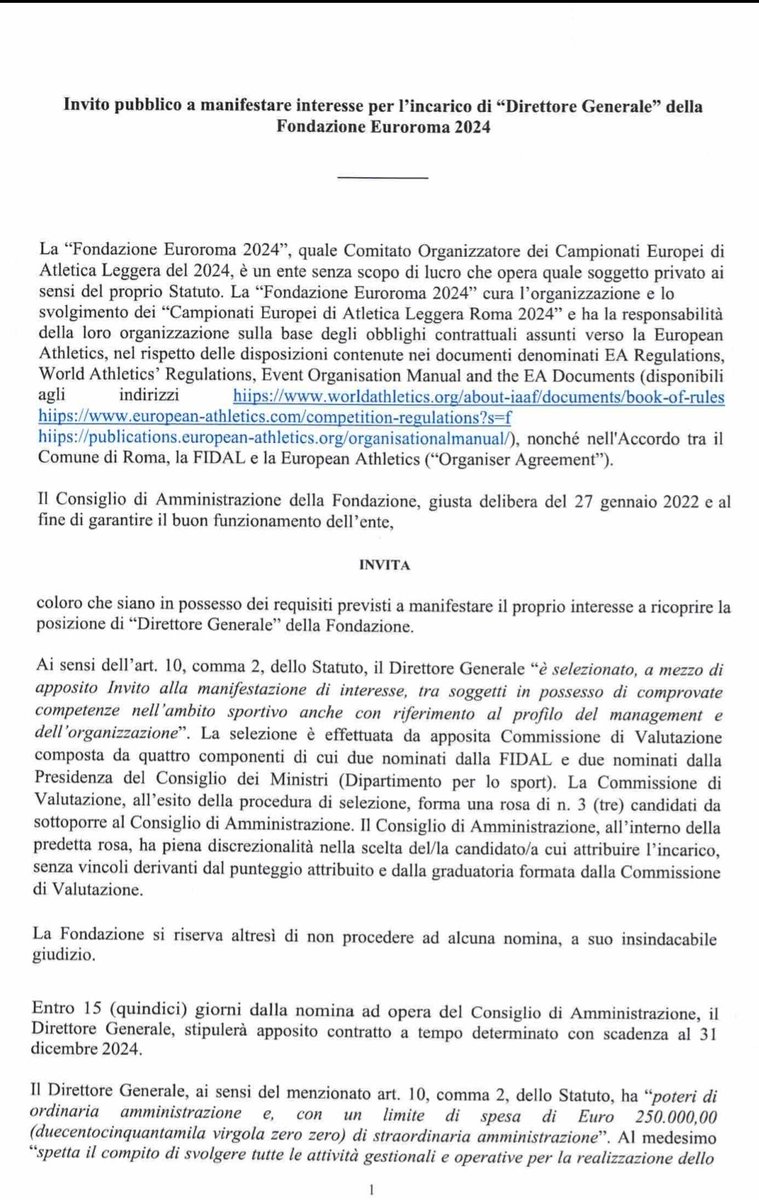 Ma perché Fondazione Euro Roma 2024 indice un bando per selezionare un DG e poi si riserva il diritto di non nominare nessuno? A che serve a questo punto il bando? 🤔