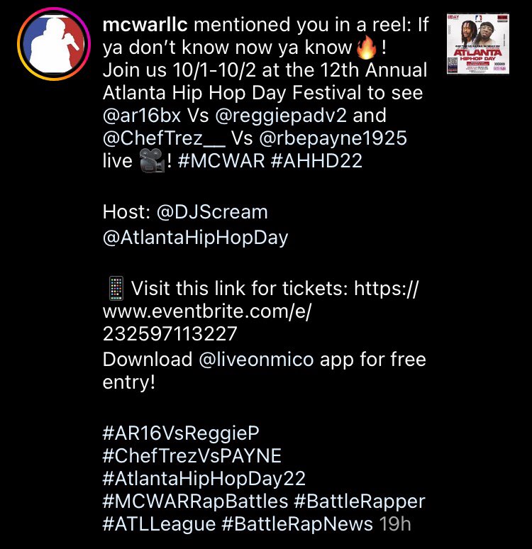 payne1925's tweet photo. @MCWARLLC | @AtlHipHopDay 

#PAYNE vs #ChefTrez / #AR16 vs #ReggieP (Hosted By: @DJSCREAM) 

https://t.co/xbJedbN5bQ for tix!! https://t.co/YtJfxLAUd5