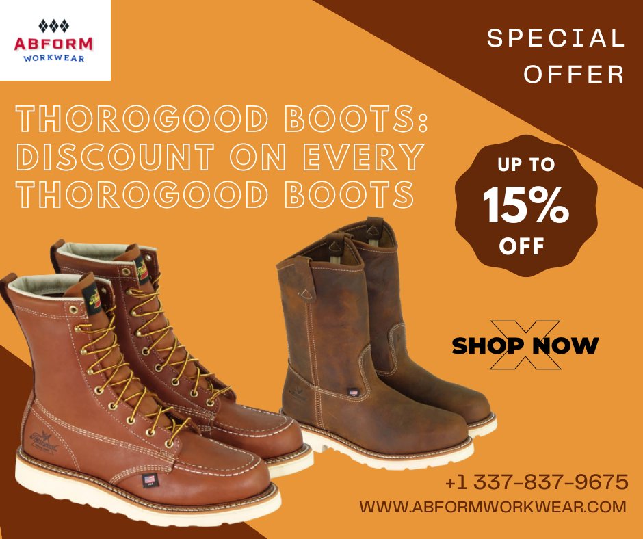 AbformWorkwear's tweet photo. Huge Discounts Up To 15% Off on Every Thorogood Boots at Abform Workwear
Buy Now: https://t.co/r3JMRPGjTb 
#abform #workwear #boots #thorogoodboots #discount #15% #workboots #footwear #safetyfootwear #work #outdoor #menboots #bestselling #perfectpair #fashion #industry https://t.co/WFjDS7ptps