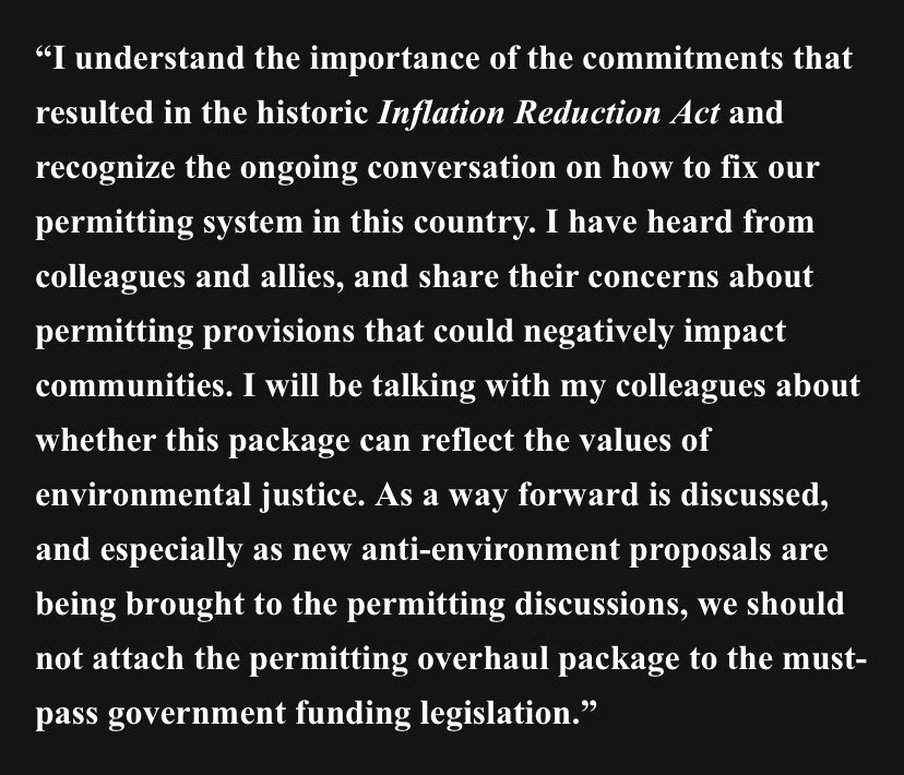 Inbox: <a href="/SenMarkey/">Ed Markey</a> comes out against attaching Manchin’s permitting bill to the government funding bill. 👀