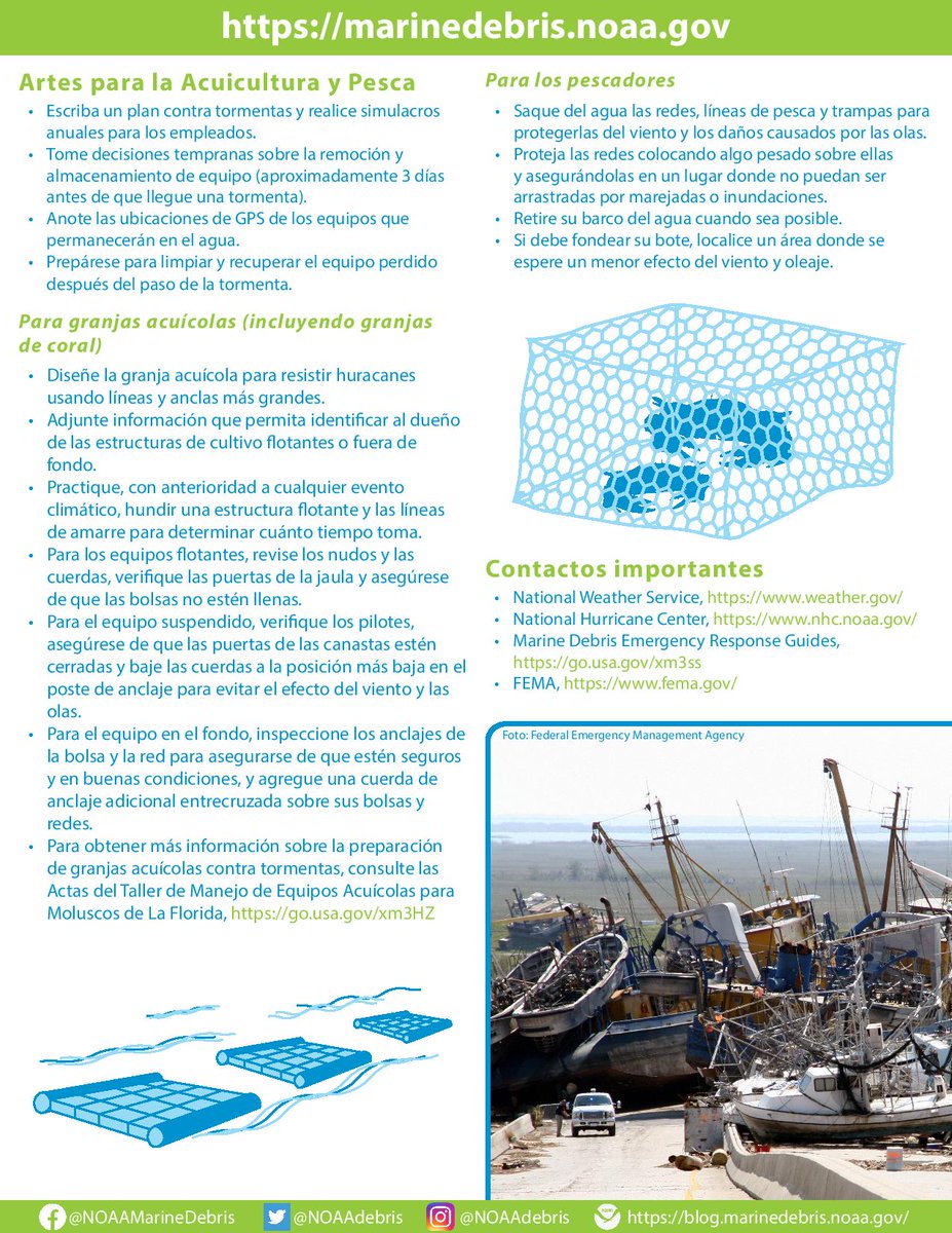 ¡𝐋𝐄𝐄 𝐘 𝐂𝐎𝐌𝐏𝐀𝐑𝐓𝐄! CONSEJOS IMPORTANTES PARA LA #PREPARACIÓN ANTE TORMENTAS Y PREVENCIÓN DE #DESECHOSMARINOS. @NOAADebris marinedebris.noaa.gov/sites/default/…
#Fiona #hurricaneseason2022 #stormpreparedness #marinedebris #temporada2022 #TemporadaDeHuracanes #TemporadaDeHuracanes2022