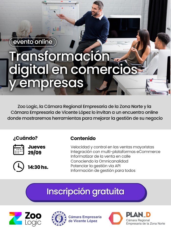 Evento gratuito: Transformación digital en comercios y empresas.
Los invitamos a un encuentro online donde mostraremos herramientas para mejorar la gestión de su negocio. 👏👏
Inscripción 👉 bit.ly/Empresas-Digit…