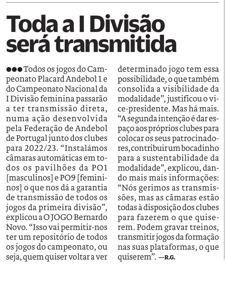 The <a href="/AndebolPortugal/">Federação de Andebol de Portugal</a> acquired and installed automatic cameras in all the arenas of the participating clubs of the Placard League and Women's League to guarantee the live broadcasting of all the games, as well as deferred so that everyone can watch! 🔝👏👏

#handball #andebol
