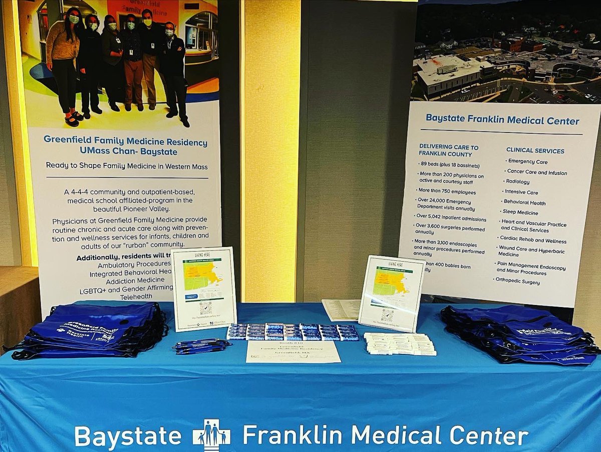 GreenfieldFMR's tweet photo. Weโre in the Capitol this weekend for #FMEC22! Come check us out at #booth10 during the residency fair and meet presenters & current PGY1s John Romano & Rachel Anderson with our APD @Doctor_N8! @FMEC_ @umasschan @baystate_health #fmresidency #fmmatch2023 #WesternMass ๐ฉบ ๐ https://t.co/Lwcrz3OAn4