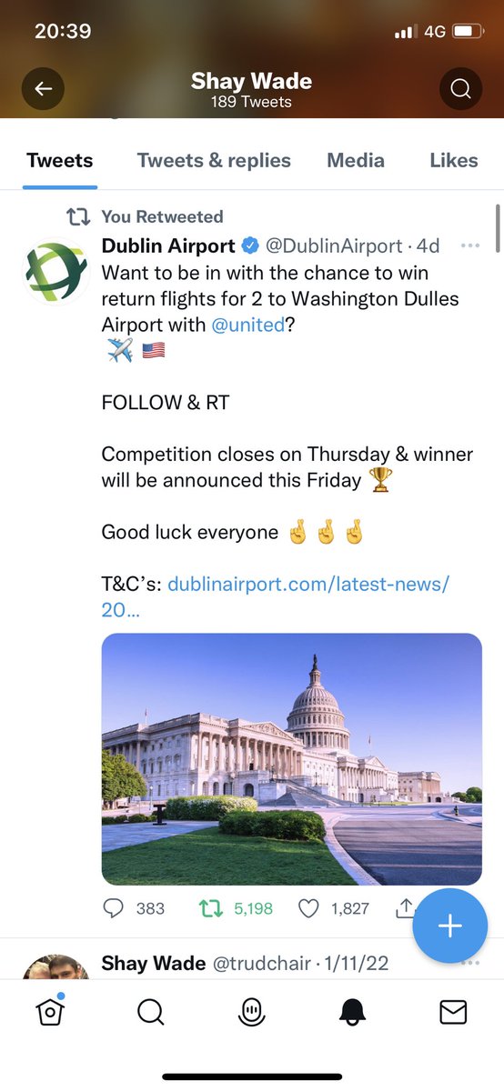 Oh Hellocaller ,excuse me pleazzzzz ..trudchair …Winner Alright Winner Alright…Many Thanks To <a href="/DublinAirport/">Dublin Airport</a> <a href="/United/">United Airlines</a> …Washington Get Ready Baby …