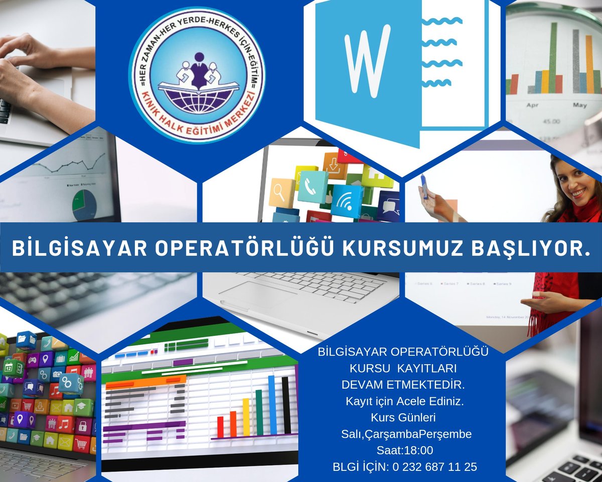 kinikhem35's tweet photo. Bilgisayar operatörlüğü kursu kayıtları devam ediyor. https://t.co/e8dagozU3M