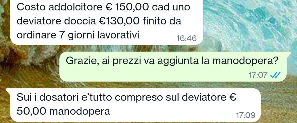 PsychoPapera's tweet photo. @huchukato Preventivo dell'idraulico ladro VS deviatore acquistato autonomamente a 35 euro+iva e montato da un altro idraulico onesto. Ah, ovviamente anche il prezzo degli addolcitori era tutto pazzo. https://t.co/kOndadqL4L