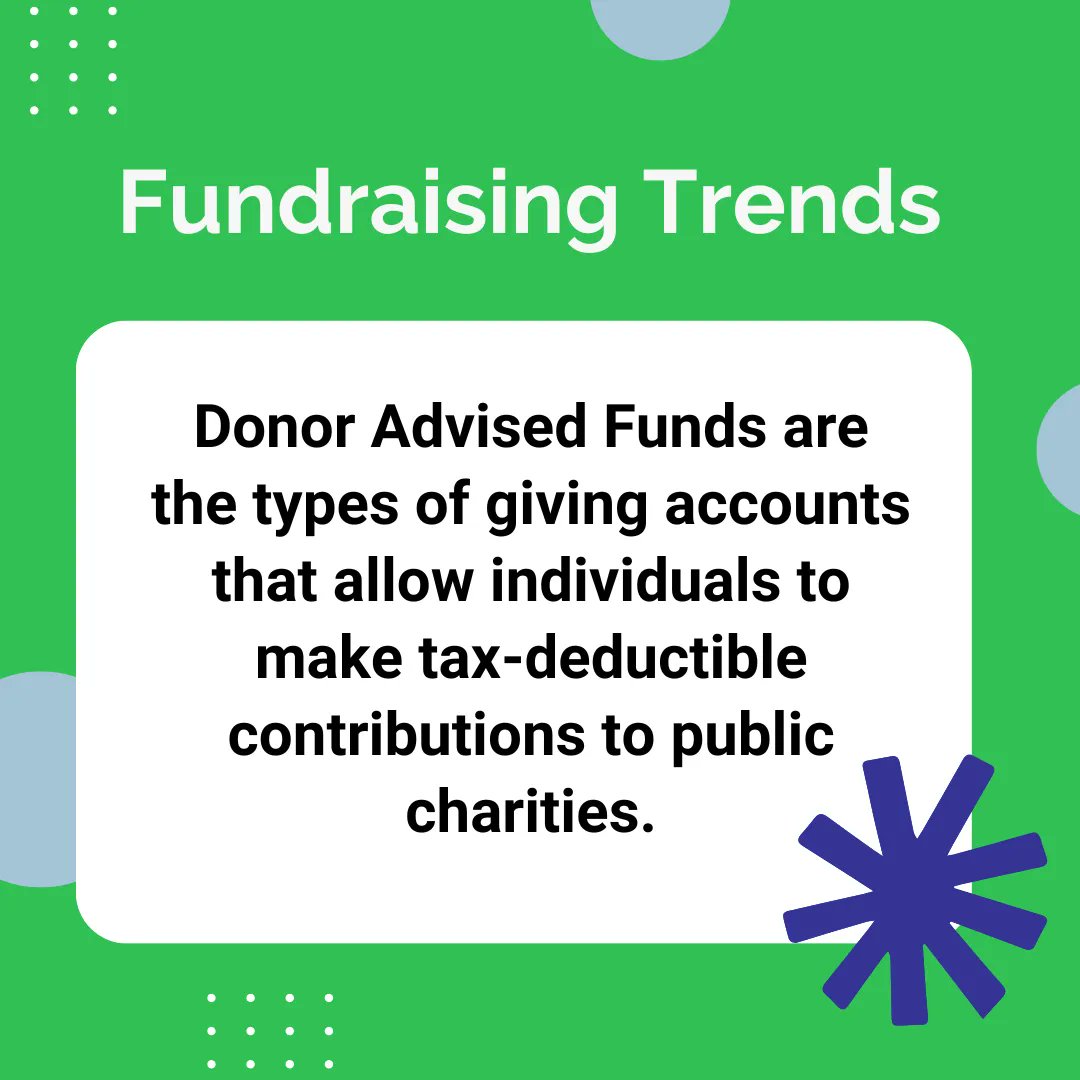 Donor Advised Funds are the types of giving accounts that allow individuals to make tax-deductible contributions to public #charities.
#fundraising #fundraisingtrends #crowdfunding #trendingnow #donate #support #makeadifference #help #donatetoday #fundraisingforacause #whydonate