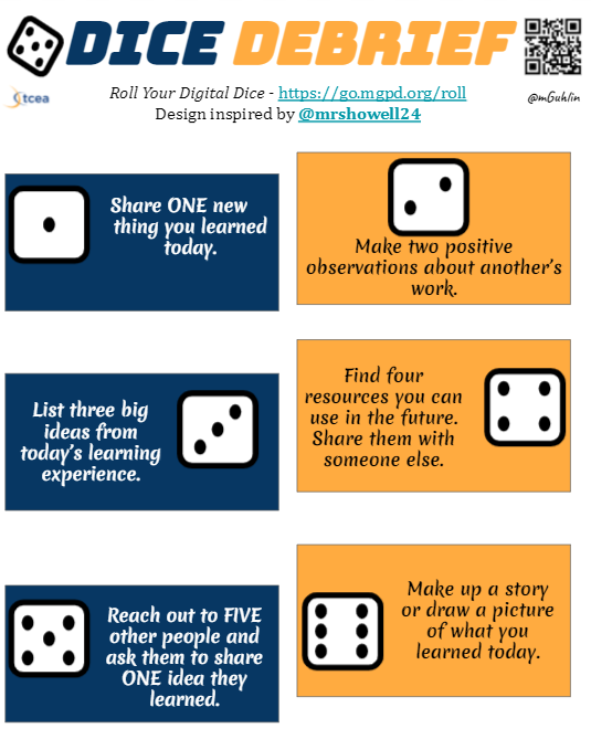 TCEA's tweet photo. Engage your students with debriefing activities. PLUS! Get the free templates to edit to your needs! 

https://t.co/O6QKfbKeNg @mguhlin 
#edtech #teachertwitter #edutwitter #k12 https://t.co/sbCJjvyAgl