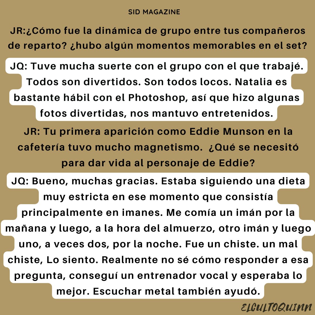 elcultoquinn's tweet photo. 📢✨Para el Culto, aquí les traemos la entrevista Traducida de Joseph para SID Magazine😉
la entrevista original esta en la pagina de la revista en el link a continuación junto con esas preciosas fotos
https://t.co/F5JZLp5P9N
#josephQuinn #sidmagazine #eddiemunson #strangerthings https://t.co/symcuuICOq