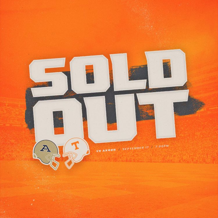 We’ve got another sellout #VolNation! Can’t wait to see y’all in Neyland tomorrow night! #GBO🍊