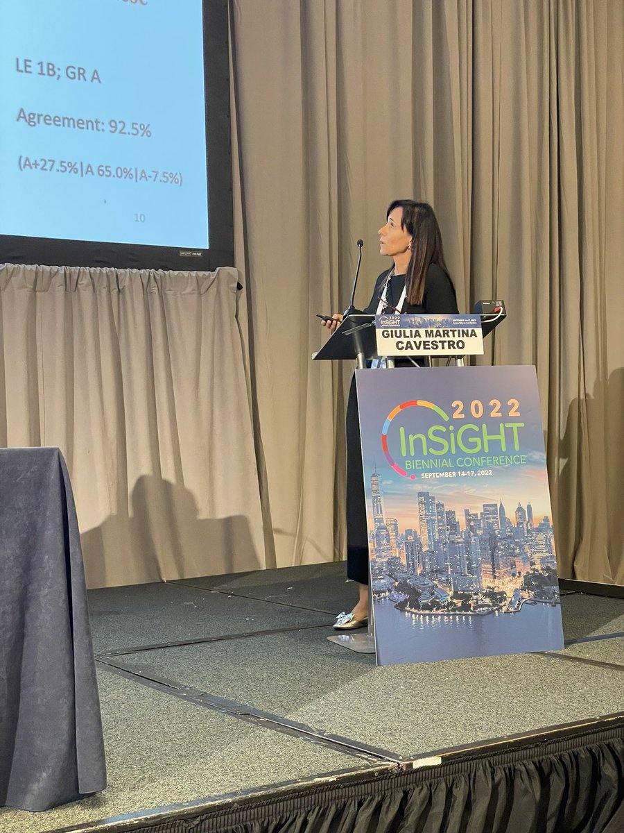 insightmeeting's tweet photo. Dr Giulia Cavestro discussing updates from the Easley onset colorectal cancer symposium that was held in Milan Sept 2022 #insight2022 https://t.co/8WUYYdVANV