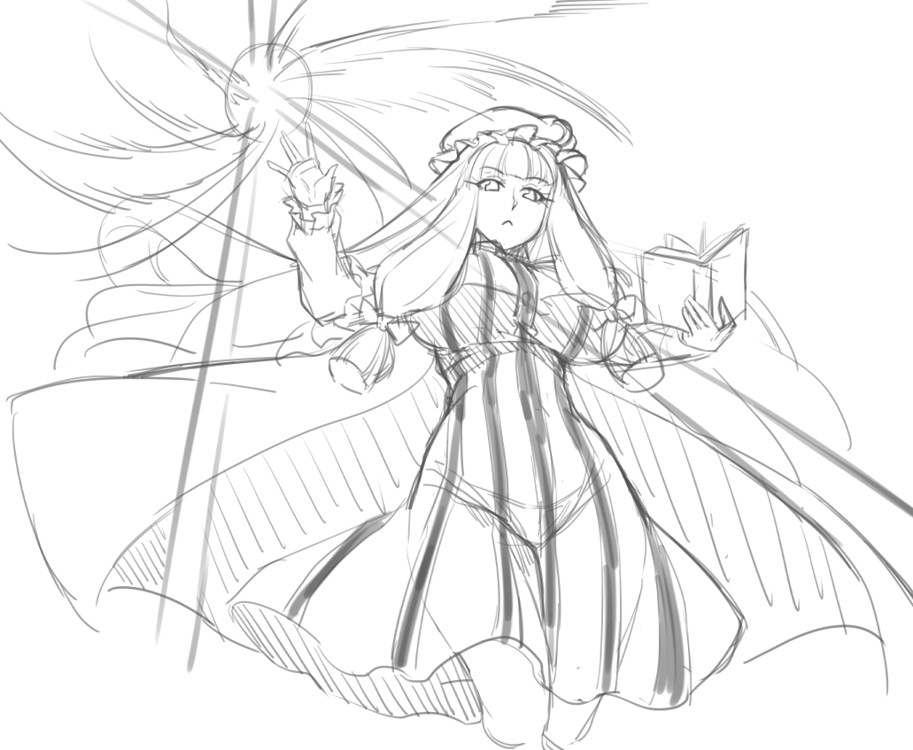 依頼絵の塗り作業の休憩rkgkでパチュリー描いた
巨乳爆乳パッチェさん好き('ω') 