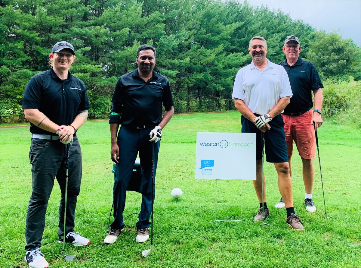 WestonSampson's tweet photo. Raju Vasamsetti, Chris Wester, Sam Cooksey, and Rodney Van Deusen were happy to take part in the Connecticut Section of @awwa #CTAWWA Annual Fall Golf Classic and Outing earlier this week in Farmington, CT, supporting philanthropic efforts on behalf of CTAWWA. https://t.co/76h7dOUKg5