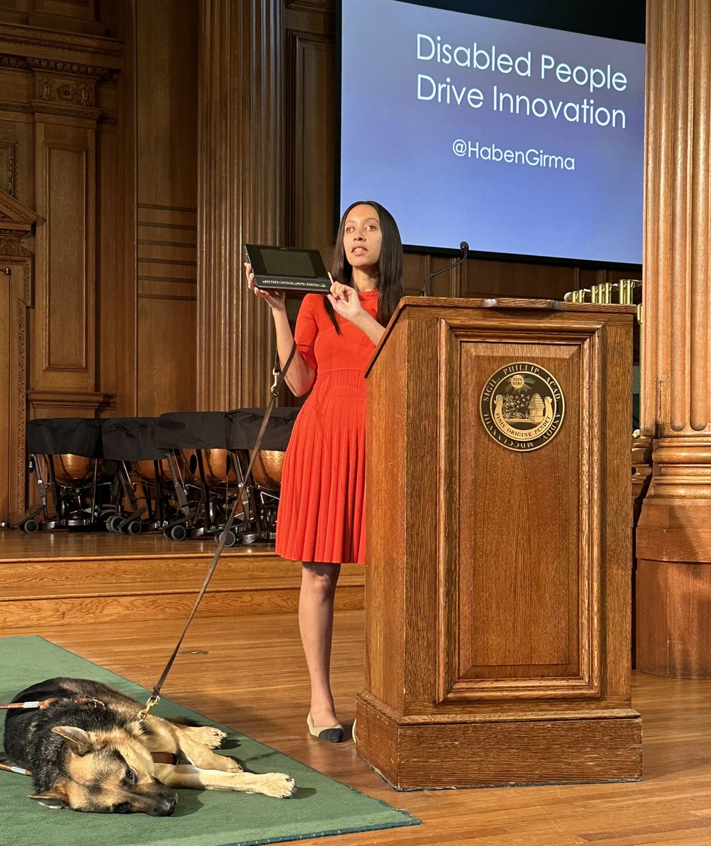 HabenGirma's tweet image. I wish I could tell my 14-year-old self, “You’re not a burden. You deserve full access.” So grateful to be able to share this message with disabled students and nondisabled students/allies at @PhillipsAcademy today!