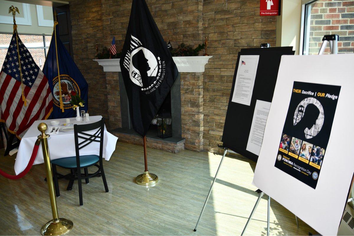 VALebanon's tweet photo. Today is National #POWMIA Recognition Day. We set a #MissingManTable as a place of honor representing the memory of fallen, #MissingInAction or #PrisonerOfWar military service members. Each item represents the emotions reserved for those who did not come home. #NeverForgotten https://t.co/SjpUCRTije
