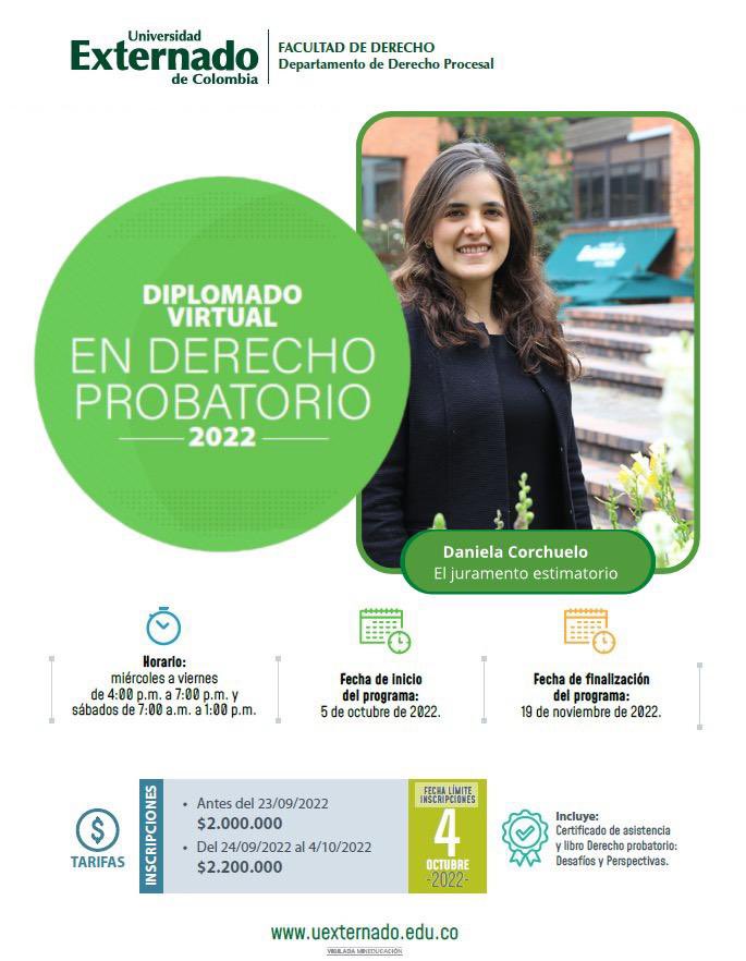 ProcesalUEC's tweet photo. Estamos próximos a iniciar nuestro #DiplomadoenDerechoProbatorio 

@DCorchueloU estará a cargo del tema “el juramento estimatorio” 🤓📚

⚠️¿Ya te inscribiste? ¡No te lo puedes perder!

+info: https://t.co/BpblzjTUn7 https://t.co/MgZwJsl74X