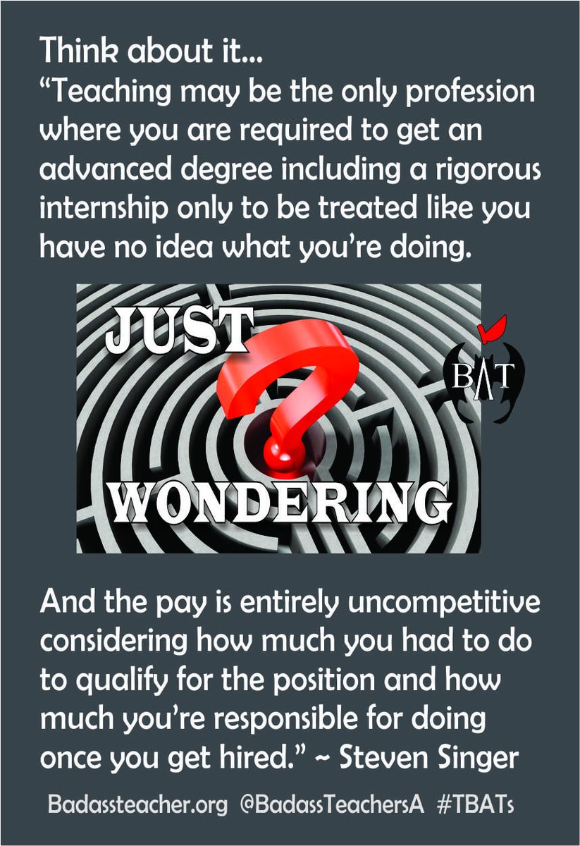 Teachers are experts in their field, can deliver lessons in many engaging ways &amp; can handle classes of restless kids. Respect teachers. #TBATs .<a href="/VermontBATs/">VermontBATs</a> .<a href="/massbats/">MassBats</a> .<a href="/ctbadassteacher/">ctbadassteachers</a> .<a href="/RhodeIslandBats/">Rhode Island BATs</a> .<a href="/MaineBATs/">Maine BATs</a> .<a href="/NHampshireBATs/">New Hampshire BATs</a> .<a href="/NJBatsa/">NJ Bats</a>