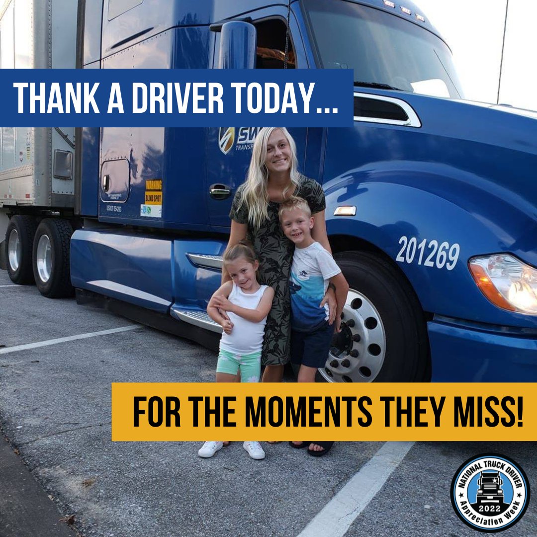 SwiftTransport's tweet image. While out on the road, Drivers can miss out on important family and friend events - give thanks to a Driver for the moments they miss! #SwiftDAW #ThankATrucker #NTDAW2022 #Trucker #TruckDriverAppreciationWeek