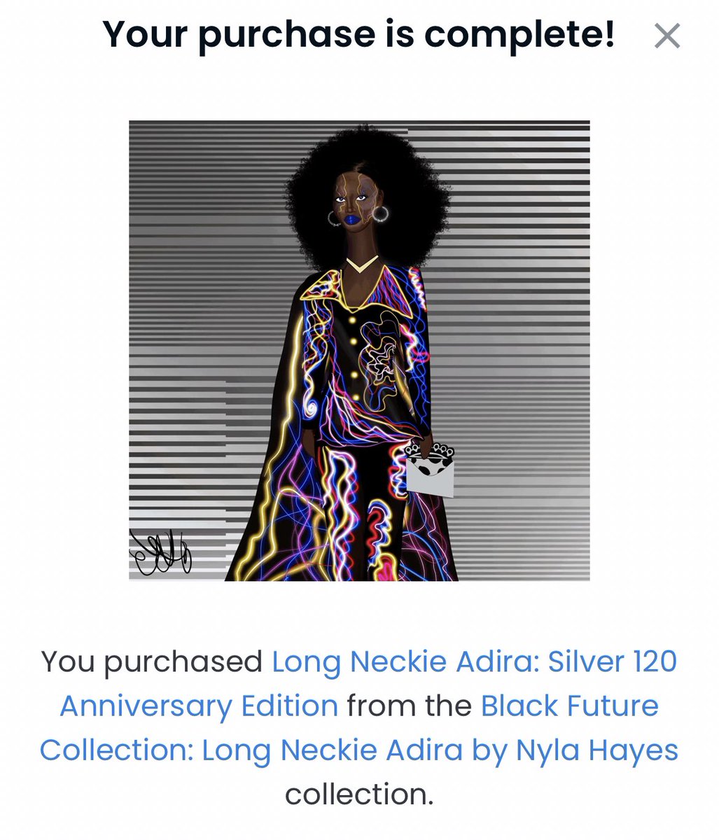 Jadshu's tweet photo. Just purchased my very own Adira Neckie by the ultra talented @NylaCollection via @opensea #RisingIcon #Cadillac https://t.co/s1hQiSMUNK
