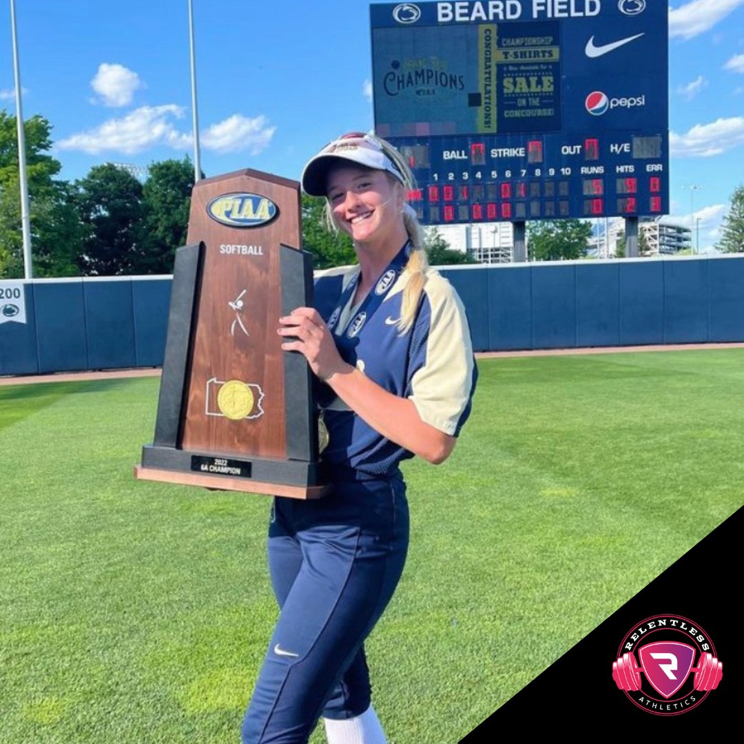 Relentlessath's tweet photo. DID YOU KNOW that this [ Relentless ] Athlete was STATE CHAMP last year?? 🥎 🏆 

This year she is training hard for her senior year, and preparing to become a Saint Joe’s Hawk ! 🙌

@fordsoftball @SJUHawks_SB 

#relentlessfamily #prettystrong #relentlessfemaleathletes https://t.co/7bcmrlZhFO