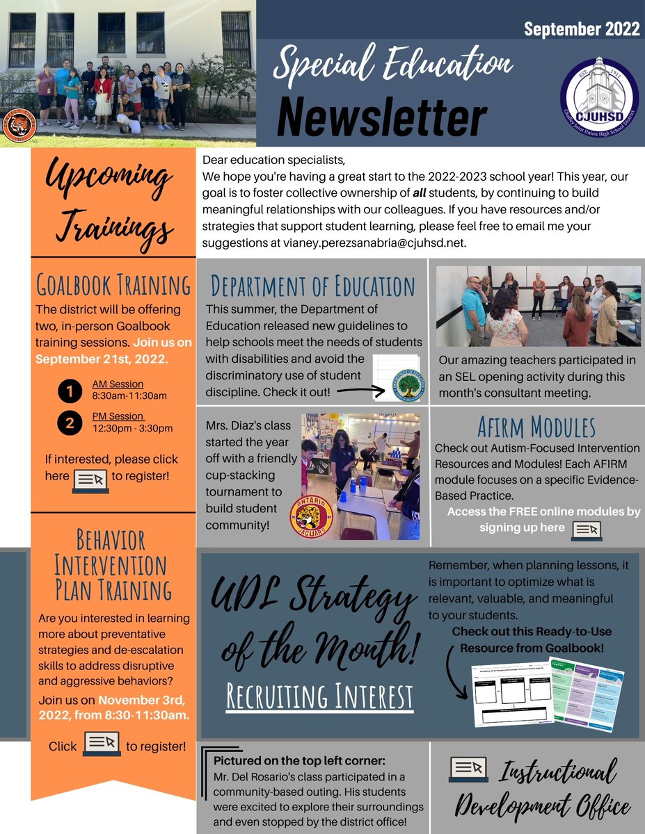 VPerezsanabria's tweet image. Our Special Education Newsletter is here! Take a look at all of the great things happening in our department.