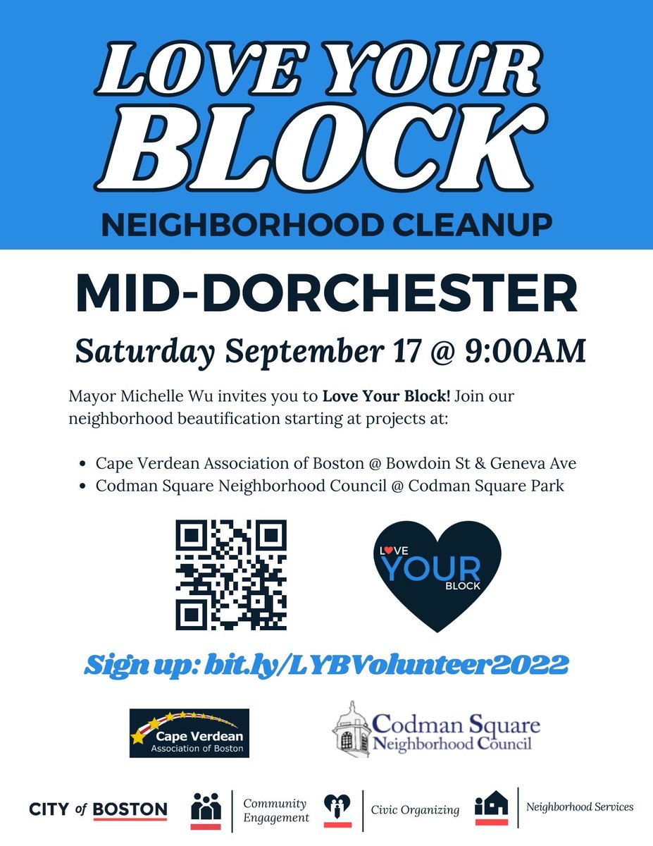 Mid-Dorchester See you all tomorrow for Our Annual #LoveYourBlock Beautification Day. 🍃🌼🌞🌤🧹#Beautification #Community #Boston #Dorchester