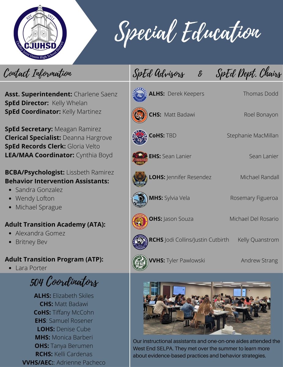 Our Special Education Newsletter is here! Take a look at all of the great things happening in our department.