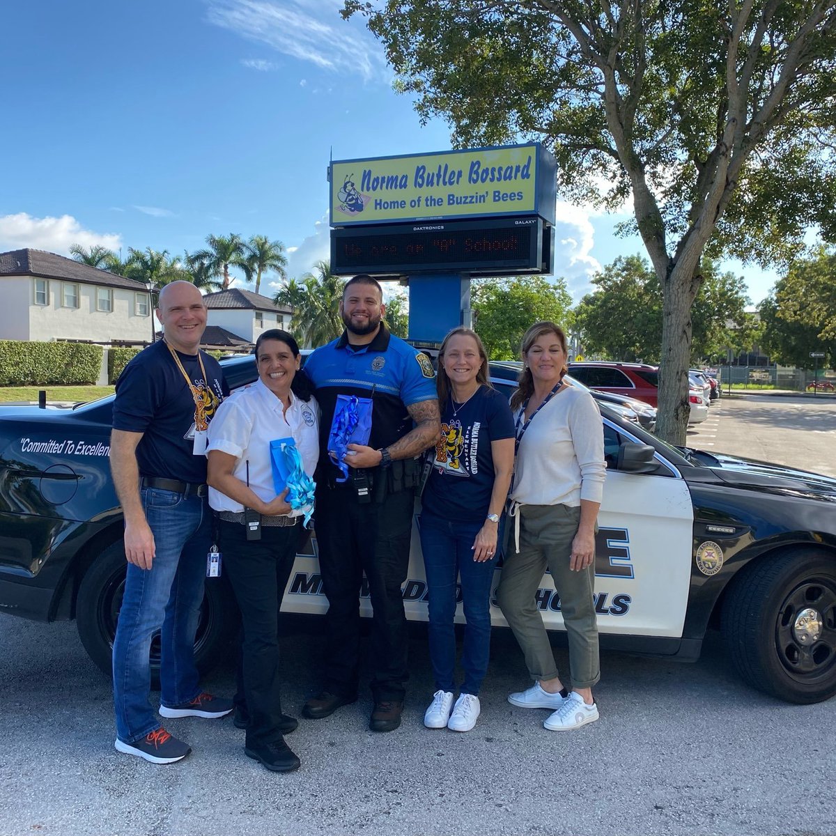 NBB_Elementary's tweet photo. Happy Security Appreciation Week to Officer Martinez and Ms. Reid.  Thank you for keeping our school safe and making our students smile daily.  @MDCPSSouth @SuptDotres @mdcps https://t.co/pXQTFR23Wf