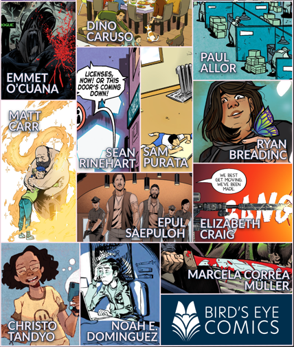 BirdsEye_Comics's tweet photo. Meet the creators in The BeBop Bao! (3/3)
@PaulAllor | Emmet O’Cuana | @breadincbooks | @SamPurata | @seanrinehart | @epulsart | @elizabiscuits | Marcela Corrêa Müller | @everybodytaste | @NoahDominguez_ | @christo24326867 

Give them all a follow! https://t.co/ESG6qT6a3f