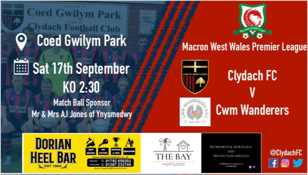 ClydachFC's tweet photo. Our 1st Team are back in league action this week in the Macron West Wales Premier League with a home game against Cwm Wanderers in MD5 for us.

Huge thanks to all our sponsors this week.

#ClydachFC #CPDClydach https://t.co/2vOmKLmOtA