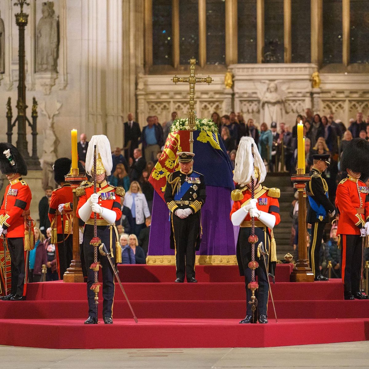 It was quite something to experience the hush in Westminster Hall tonight, as King Charles III stood vigil beside the coffin of his mother Queen Elizabeth II, as it lies in state at the Palace of Westminster, London. #QueenElizabethdeath #QueueForTheQueen