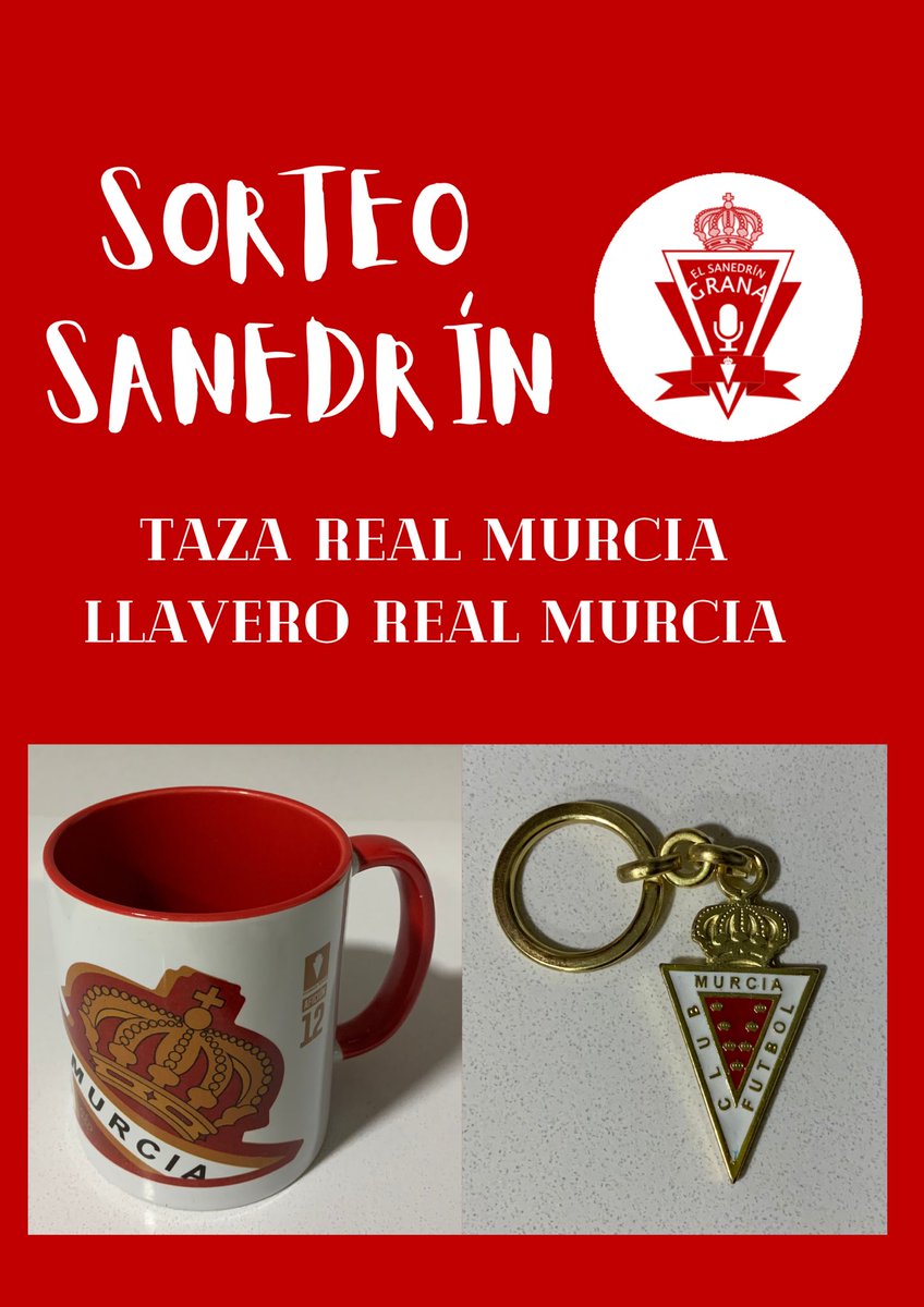 SanedrinGrana's tweet photo. ⚠️⚠️ SORTEO SANEDRÍN ⚠️⚠️ 

¿Quieres conseguir la taza y el llavero del @realmurciacfsad? 

👇🏻👇🏻👇🏻👇🏻👇🏻👇🏻👇🏻👇🏻👇🏻

1. Sigue a @gecemedia_ 
2. Sigue al @SanedrinGrana 
3. Haz RT a este tweet (cierre 21:00h del próximo domingo 18/09)
4. Ganadores en el Sanedrín del domingo (22:00h) https://t.co/VzGCHqVEfQ