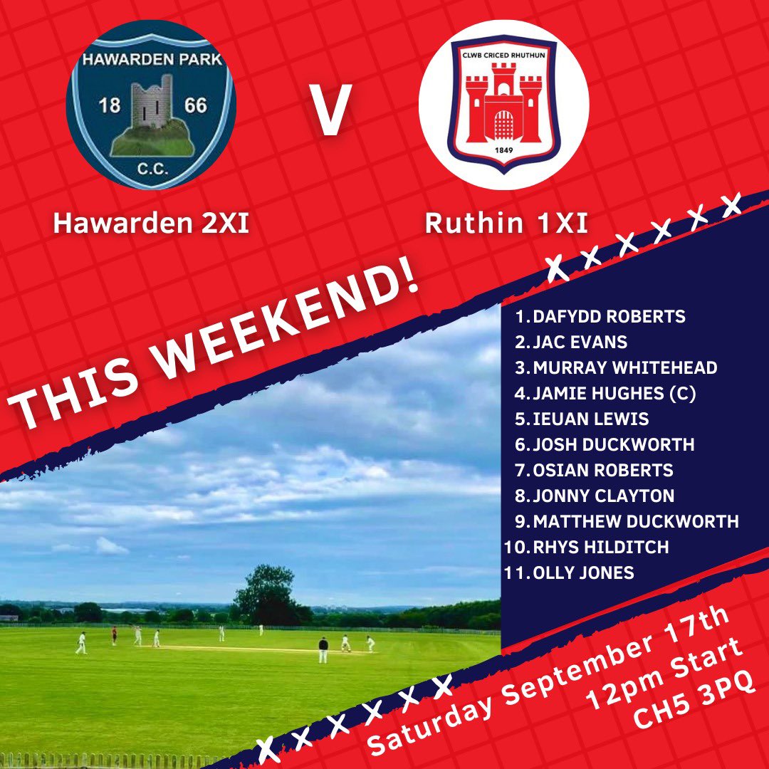 Well that’s that! The end of the cricket season tomorrow☹️ 🚗1XI travel to @HawardenParkCC for their final game this year! 1XI looking to beat the drop by winning tomorrow. All the best everyone involved! 🔵🔴