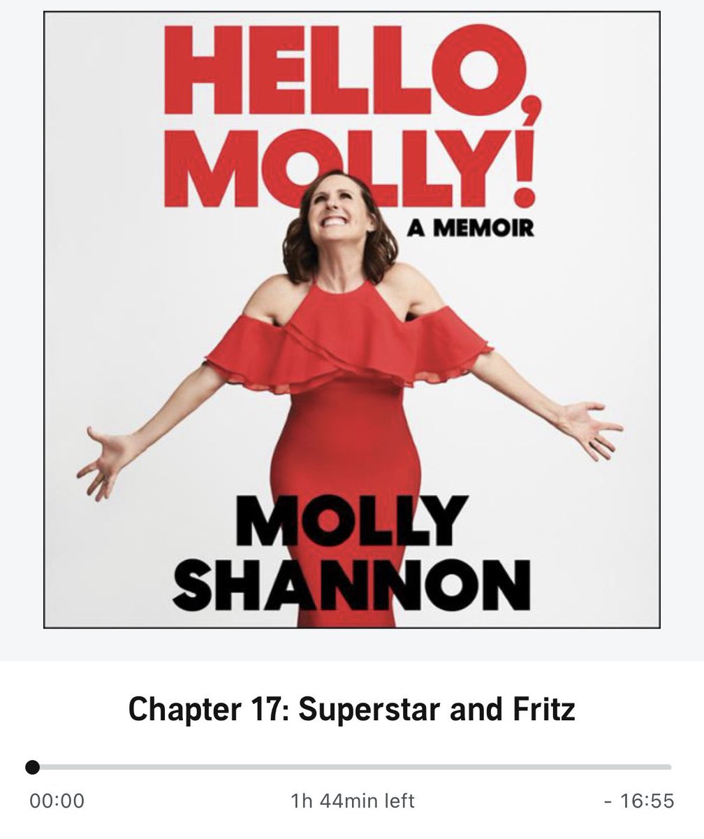 romimoondi's tweet photo. Down to less than two hours left of the Molly Shannon autobiography audiobook and I’m rationing now, 5 big stars, don’t want it to end 🥺… #BookTwitter #HelloMolly https://t.co/qJFfTW2sVJ