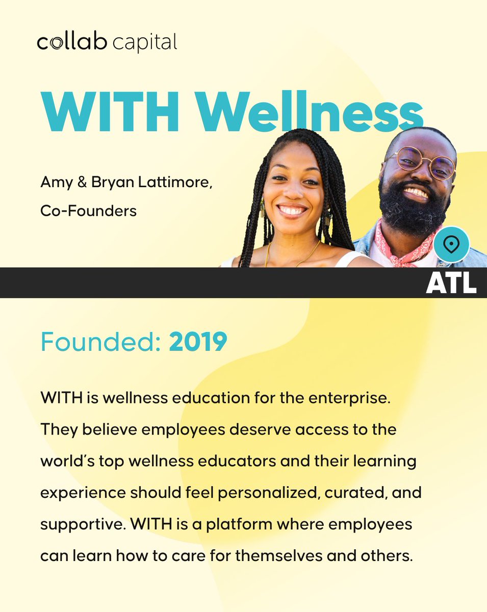 collab_capital's tweet photo. Meet the #Collab50 ✨
@AmyL1ve & Bryan Lattimore, Co-Founders - WITH Wellness
WITH Wellness is a private wellness club guiding individual and collective pursuits of better self-care for ourselves and our loved ones.
#CollabWithUs 🤝🏿
#BetOnBlack 🖤
#ThatsGenius 💡 https://t.co/ZXm8HifLiW